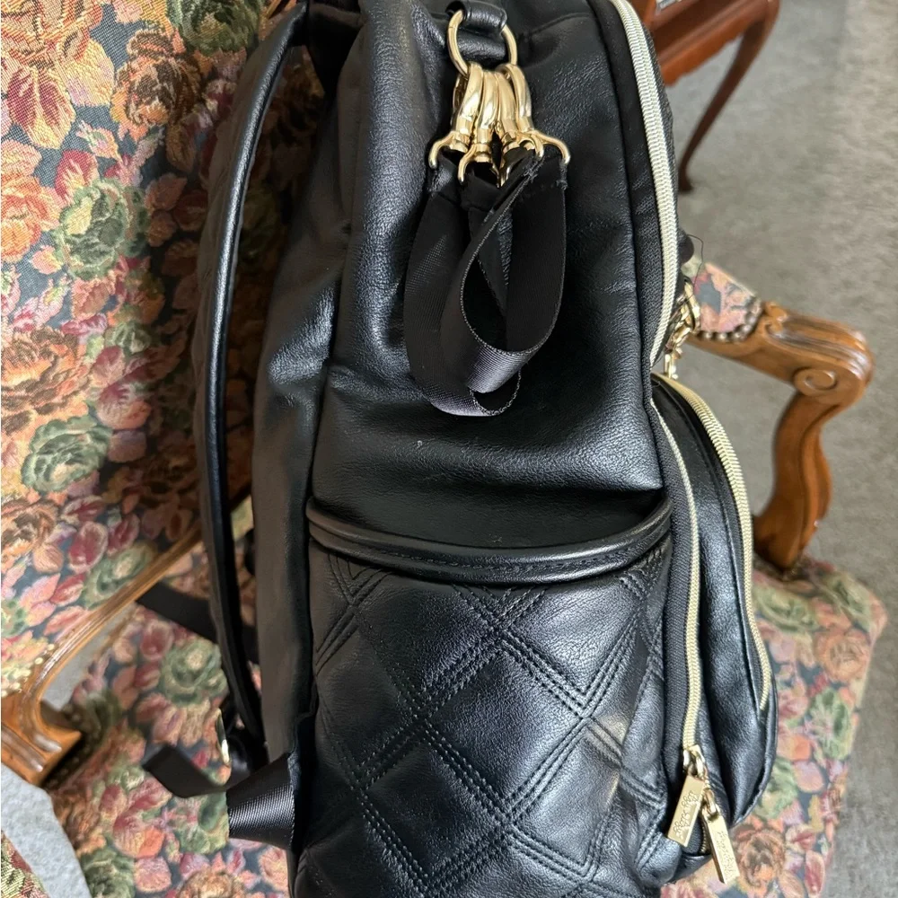 Itzy Ritzy Black and Gold Quilted Diaper Backpack - Picture 4 of 16